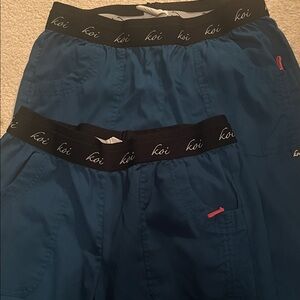 koi Teal Blue Elastic-Waist Jogger Scrub Pants